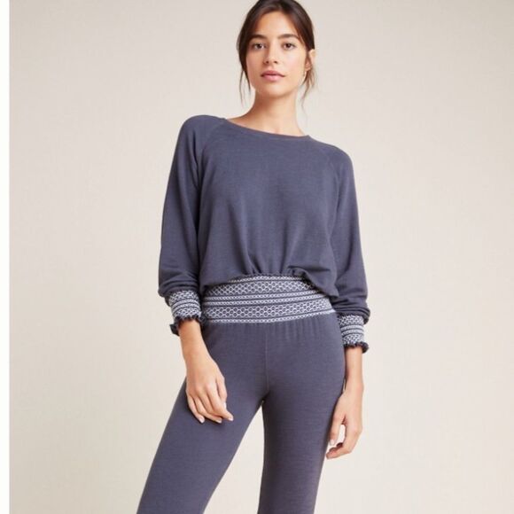 New Anthropologie Monrow Smocked Raglan Sweatshirt - Picture 5 of 7